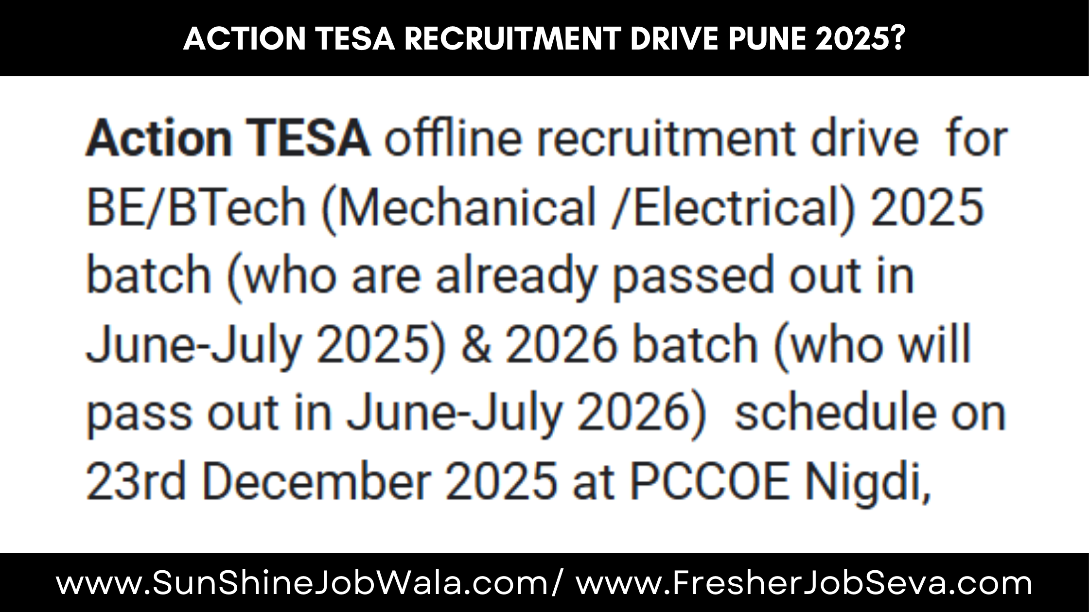 Action TESA Recruitment Drive 2025?